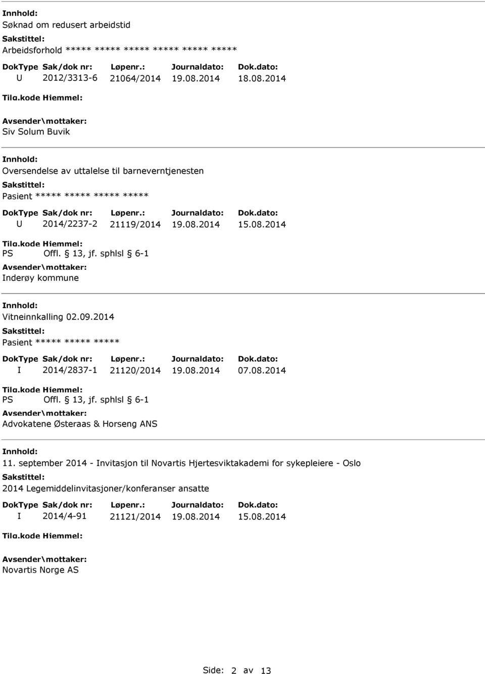 2014 2014/2837-1 21120/2014 Advokatene Østeraas & Horseng ANS 07.08.2014 11.