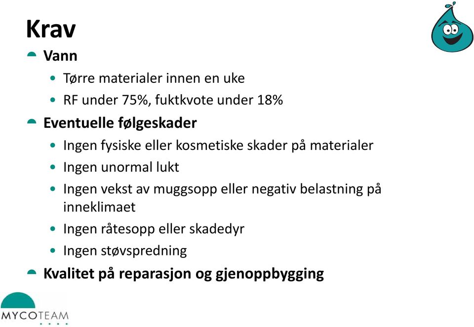 unormal lukt Ingen vekst av muggsopp eller negativ belastning på inneklimaet