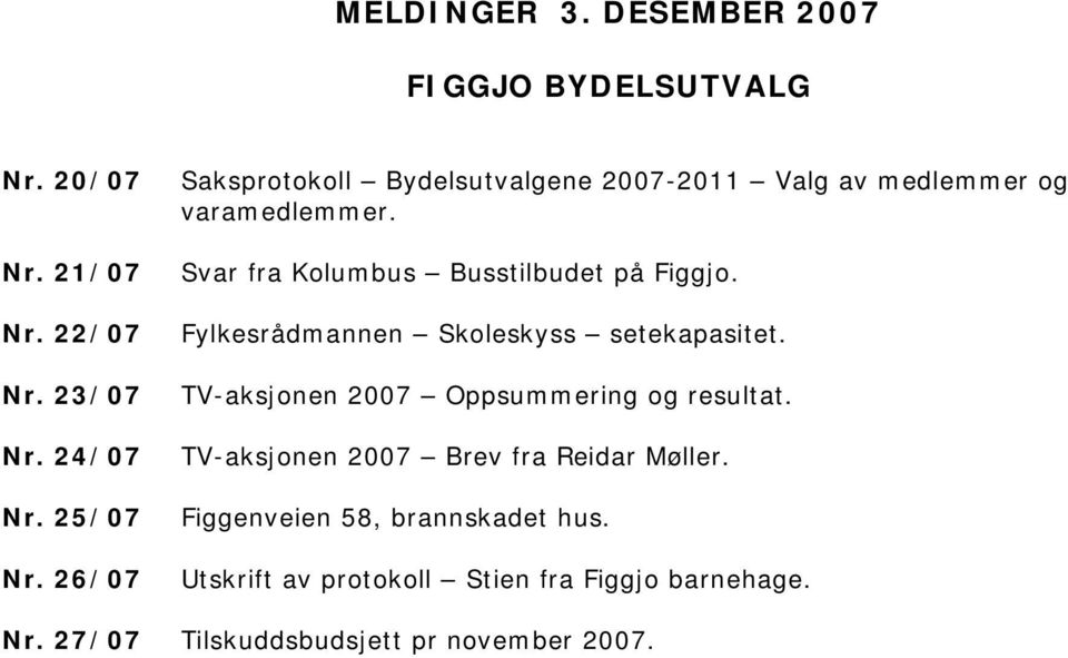 Fylkesrådmannen Skoleskyss setekapasitet. TV-aksjonen 2007 Oppsummering og resultat.