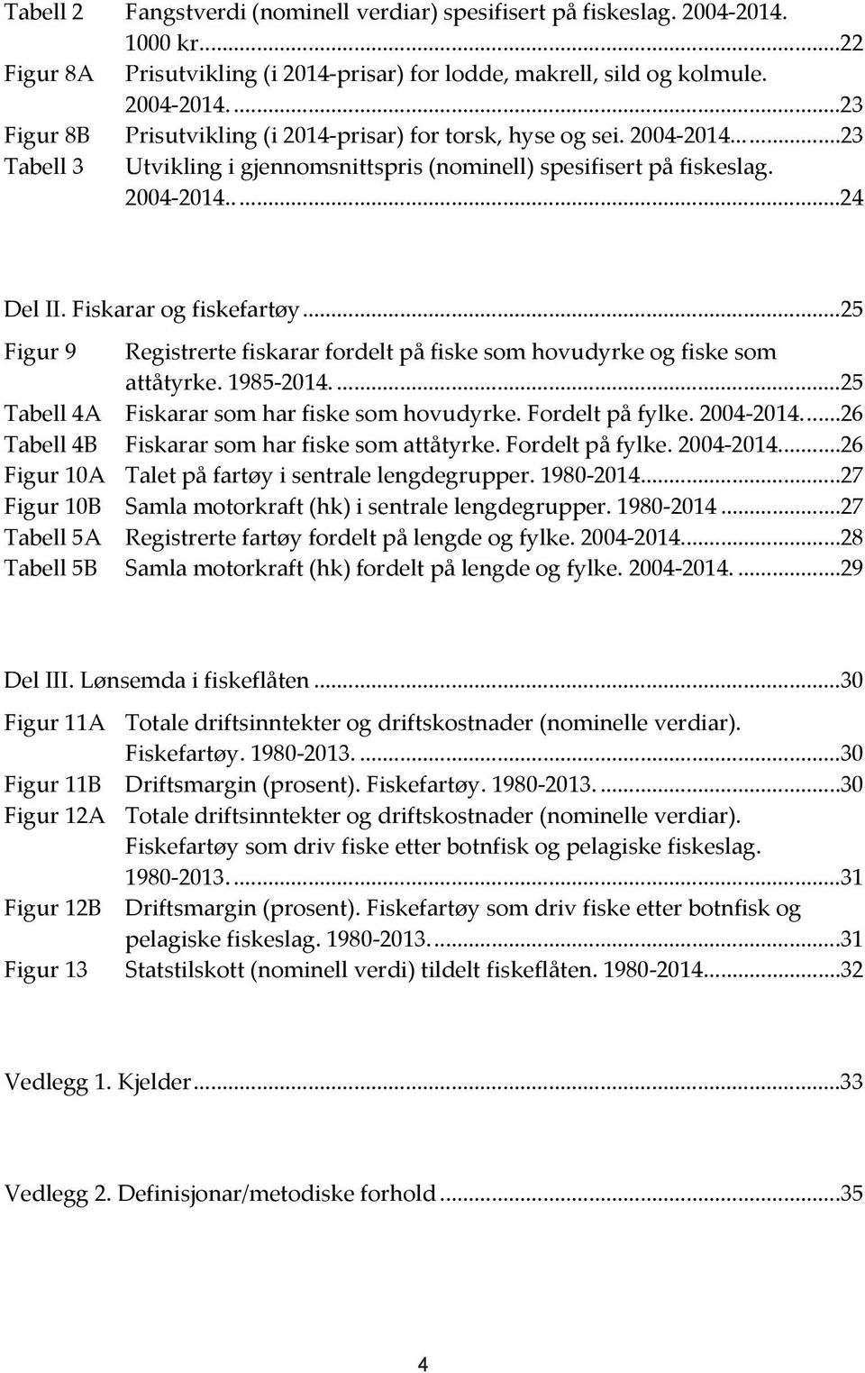 ..25 Figur 9 Registrerte fiskarar fordelt på fiske som hovudyrke og fiske som attåtyrke. 1985-214....25 Tabell 4A Fiskarar som har fiske som hovudyrke. Fordelt på fylke. 24-214.