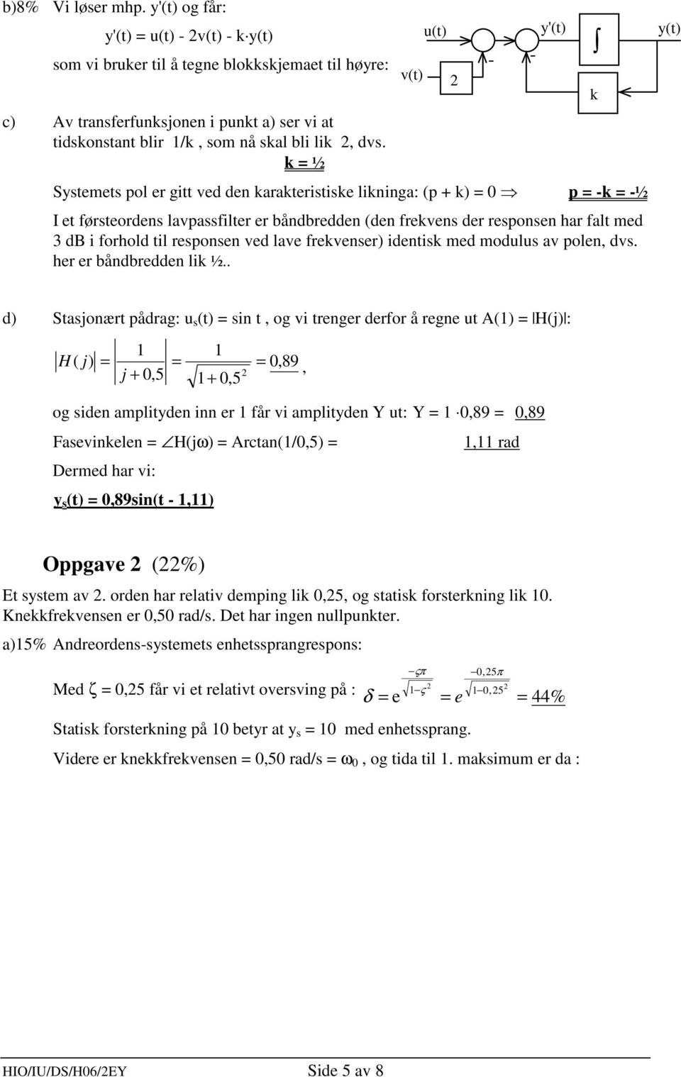 modl av polen, dv. her er båndbredden lik ½.