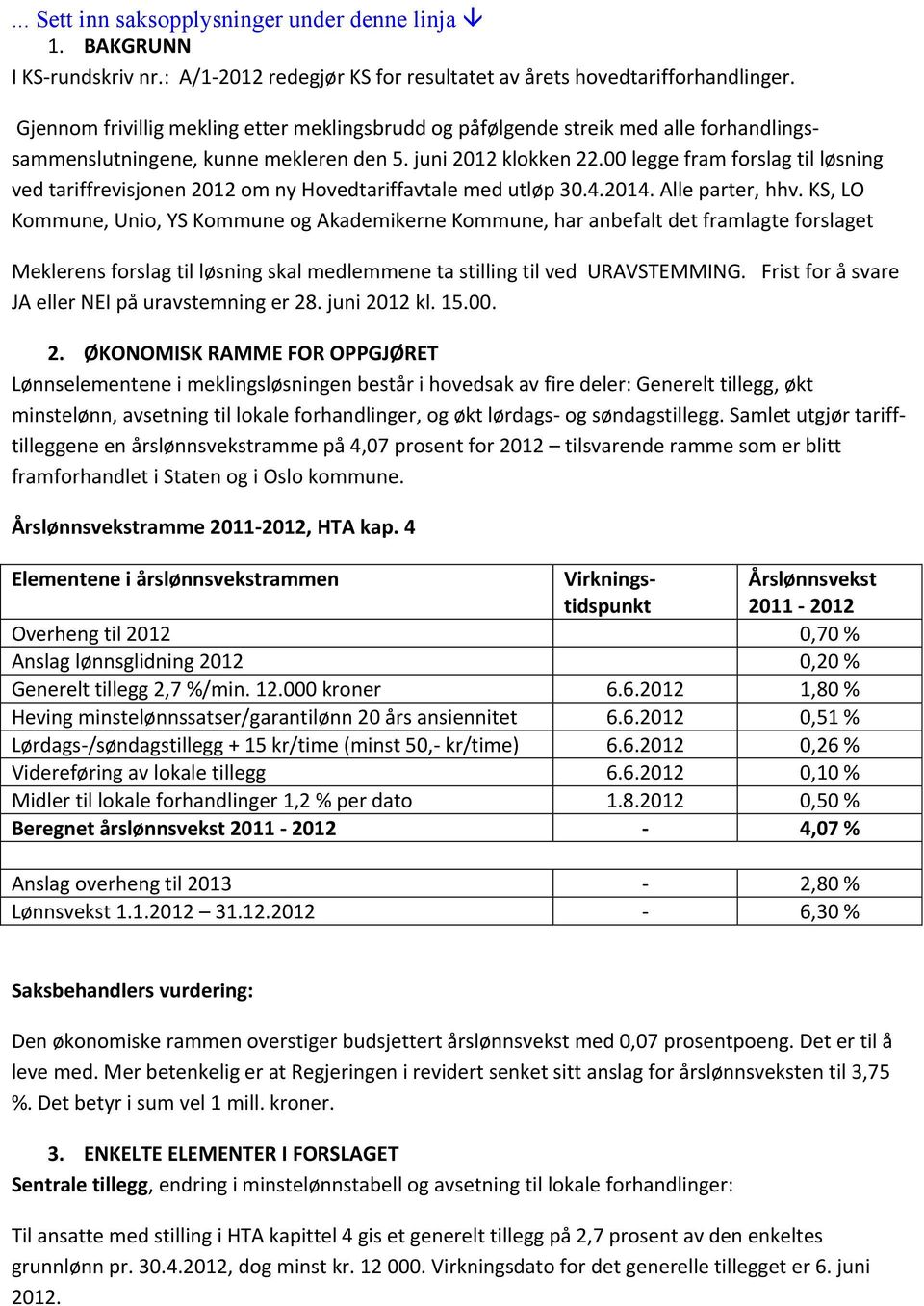 00 legge fram forslag til løsning ved tariffrevisjonen 2012 om ny Hovedtariffavtale med utløp 30.4.2014. Alle parter, hhv.