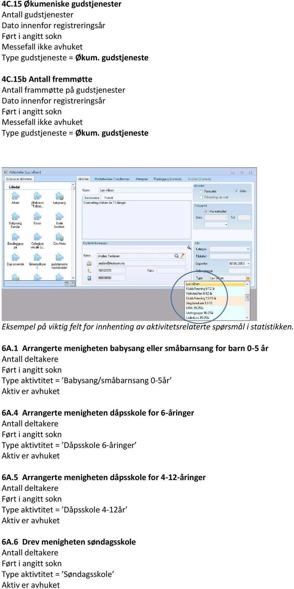 1 Arrangerte menigheten babysang eller småbarnsang for barn 0-5 år Type aktivtitet = Babysang/småbarnsang 0-5år 6A.