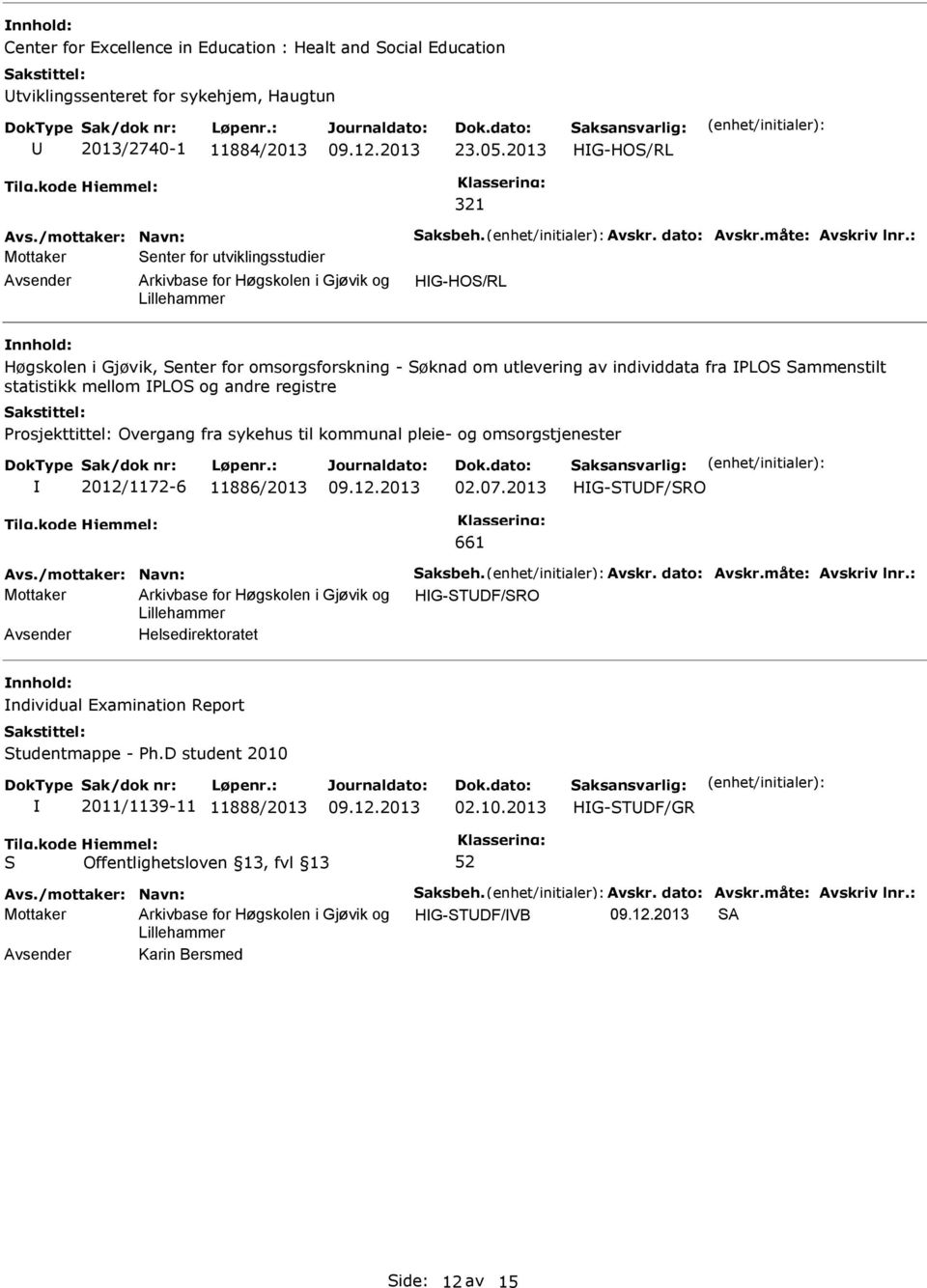 : Mottaker enter for utviklingsstudier HG-HO/RL Høgskolen i Gjøvik, enter for omsorgsforskning - øknad om utlevering av individdata fra LO ammenstilt statistikk mellom LO og andre registre