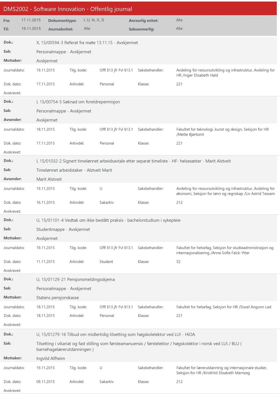 15/01032-2 Signert timelønnet arbeidsavtale etter separat timeliste - HF- helsesøster - Marit Alstveit Timelønnet arbeidstaker - Alstveit Marit Marit Alstveit økonomi, Seksjon for lønn og regnskap