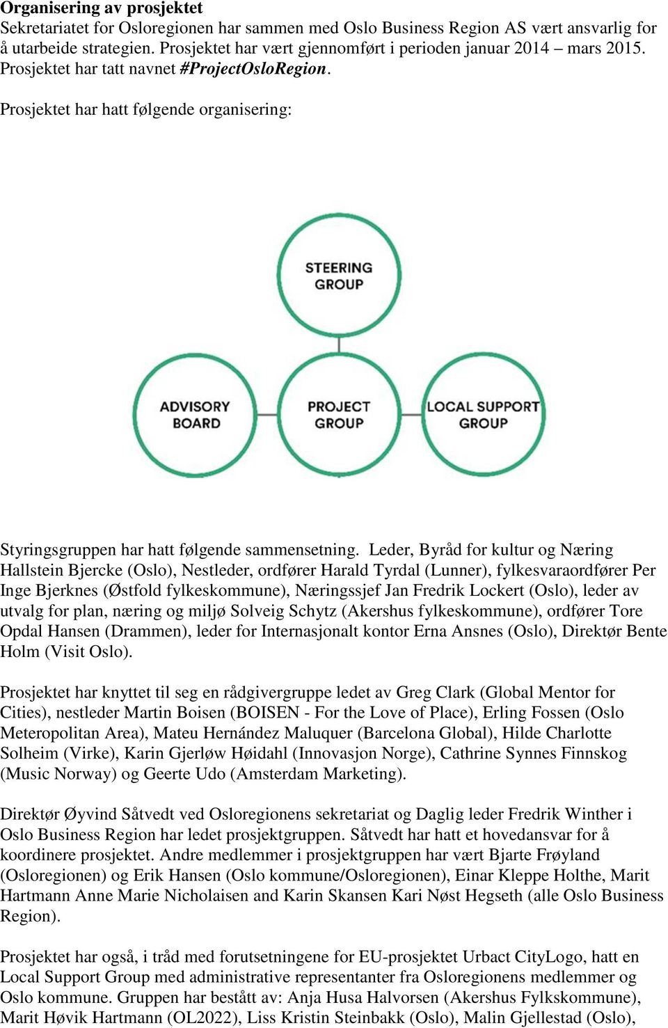 Prosjektet har hatt følgende organisering: Styringsgruppen har hatt følgende sammensetning.