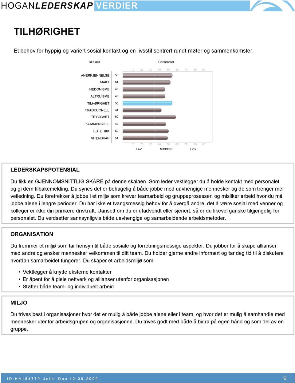 Du foretrekker å jobbe i et miljø som krever teamarbeid og gruppeprosesser, og misliker arbeid hvor du må jobbe alene i lengre perioder.