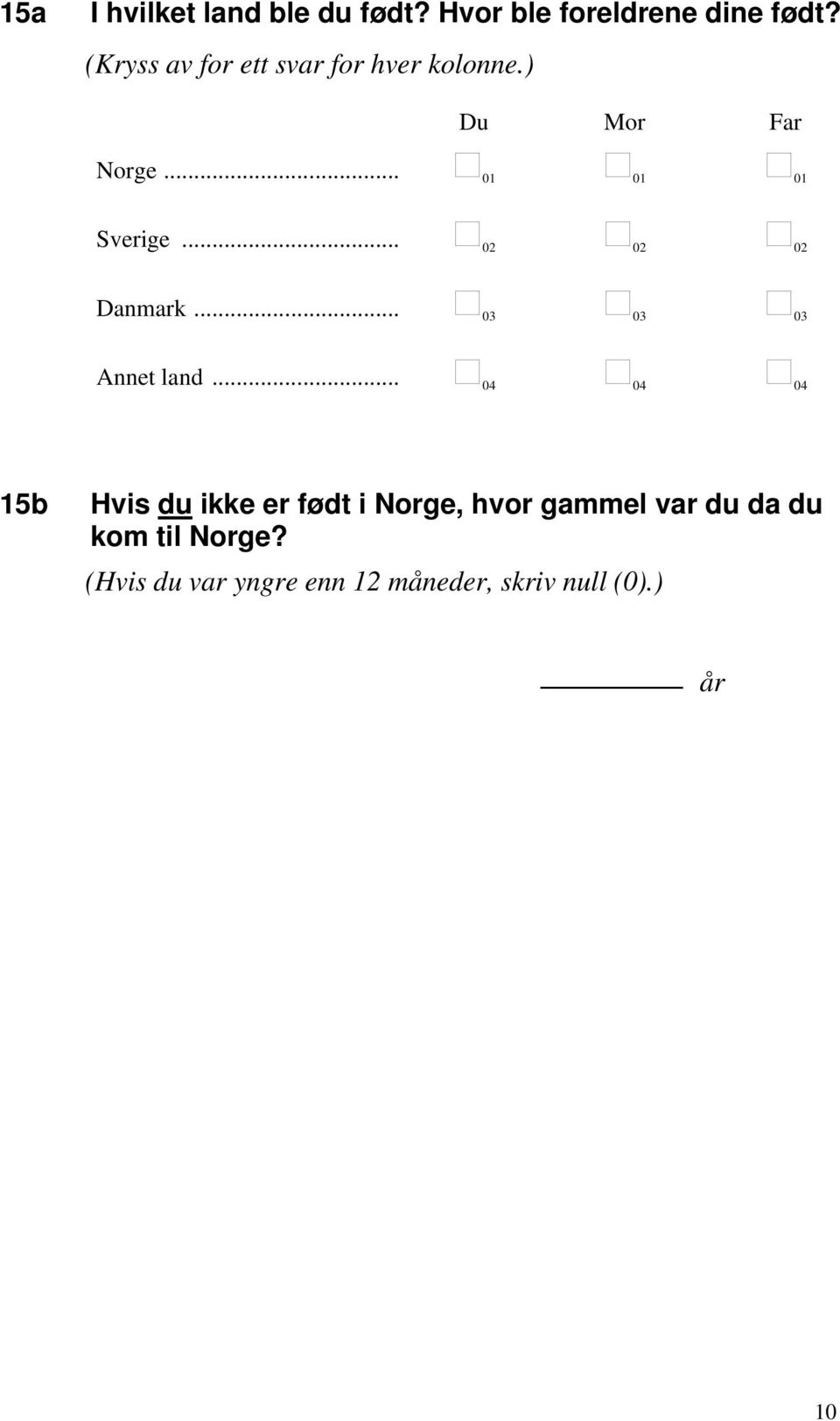 .. 02 02 02 Danmark... 03 03 03 Annet land.