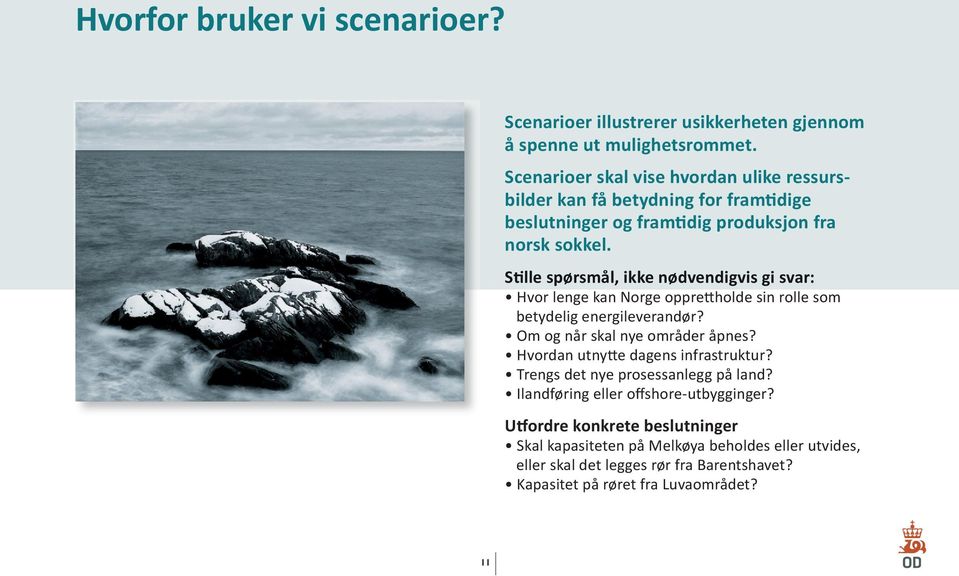 Stille spørsml, ikke nødvendigvis gi svar: Hvor lenge kan Norge opprettholde sin rolle som betydelig energileverandør? Om og nr skal nye omrder pnes?