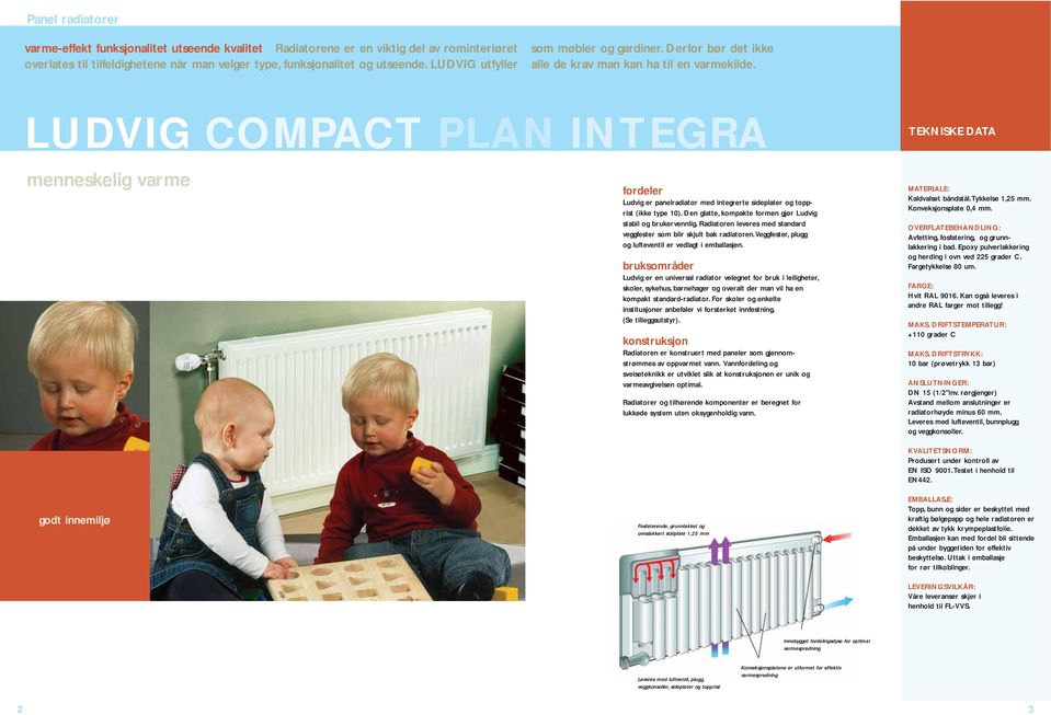 UDVIG COMPACT PAN INTEGRA TEKNISKE DATA menneskelig varme godt innemiljø fordeler udvig er panelradiator med integrerte sideplater og topprist (ikke type ).