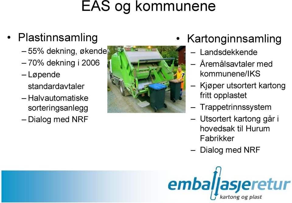 Landsdekkende Åremålsavtaler med kommunene/iks Kjøper utsortert kartong fritt