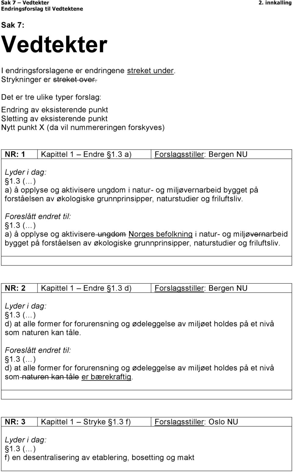 3 a) Forslagsstiller: Bergen NU a) å opplyse og aktivisere ungdom i natur og miljøvernarbeid bygget på forståelsen av økologiske grunnprinsipper, naturstudier og friluftsliv.