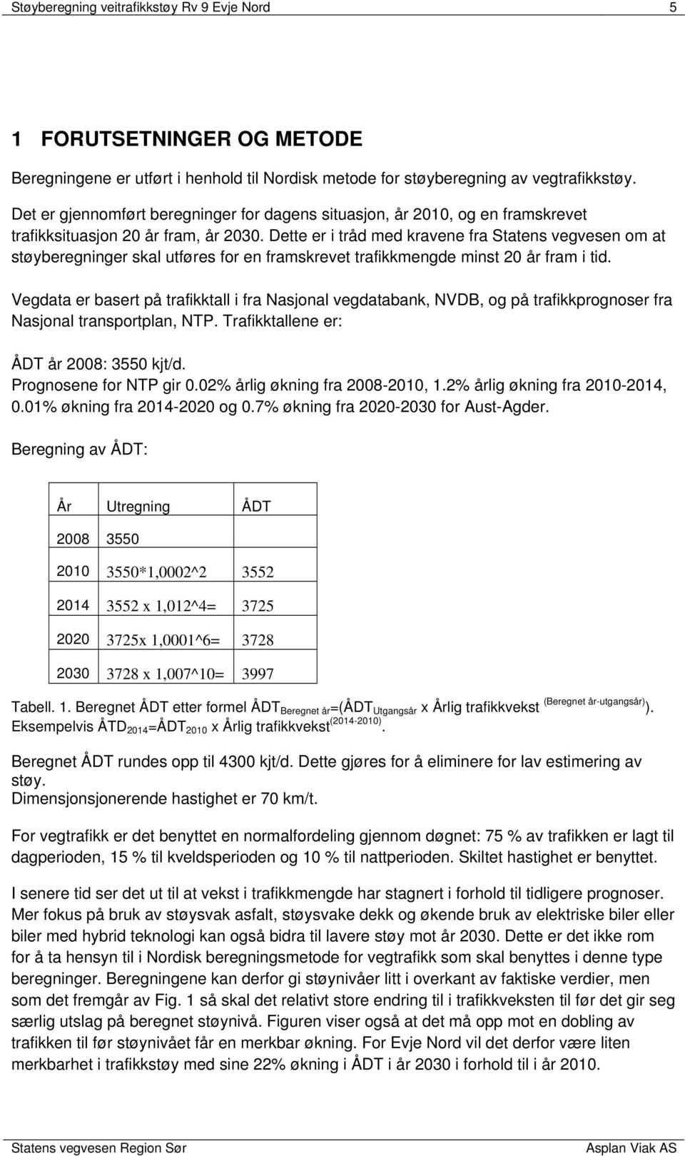 Dette er i tråd med kravene fra Statens vegvesen om at støyberegninger skal utføres for en framskrevet trafikkmengde minst 20 år fram i tid.