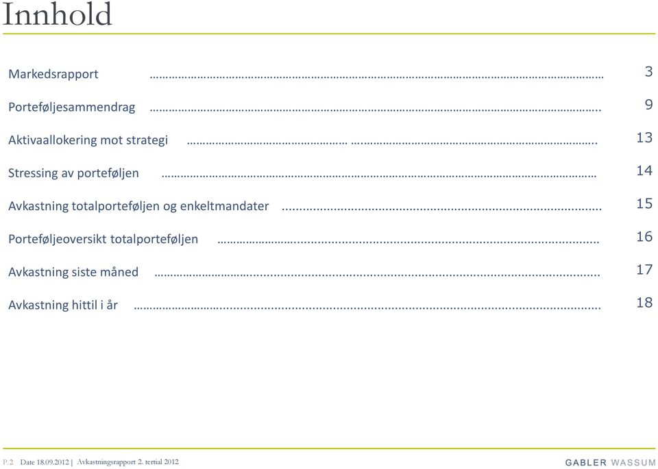 .. 15 Porteføljeoversikt totalporteføljen... 16 Avkastning siste måned.