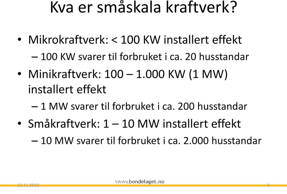 20 husstandar Minikraftverk: 100 1.