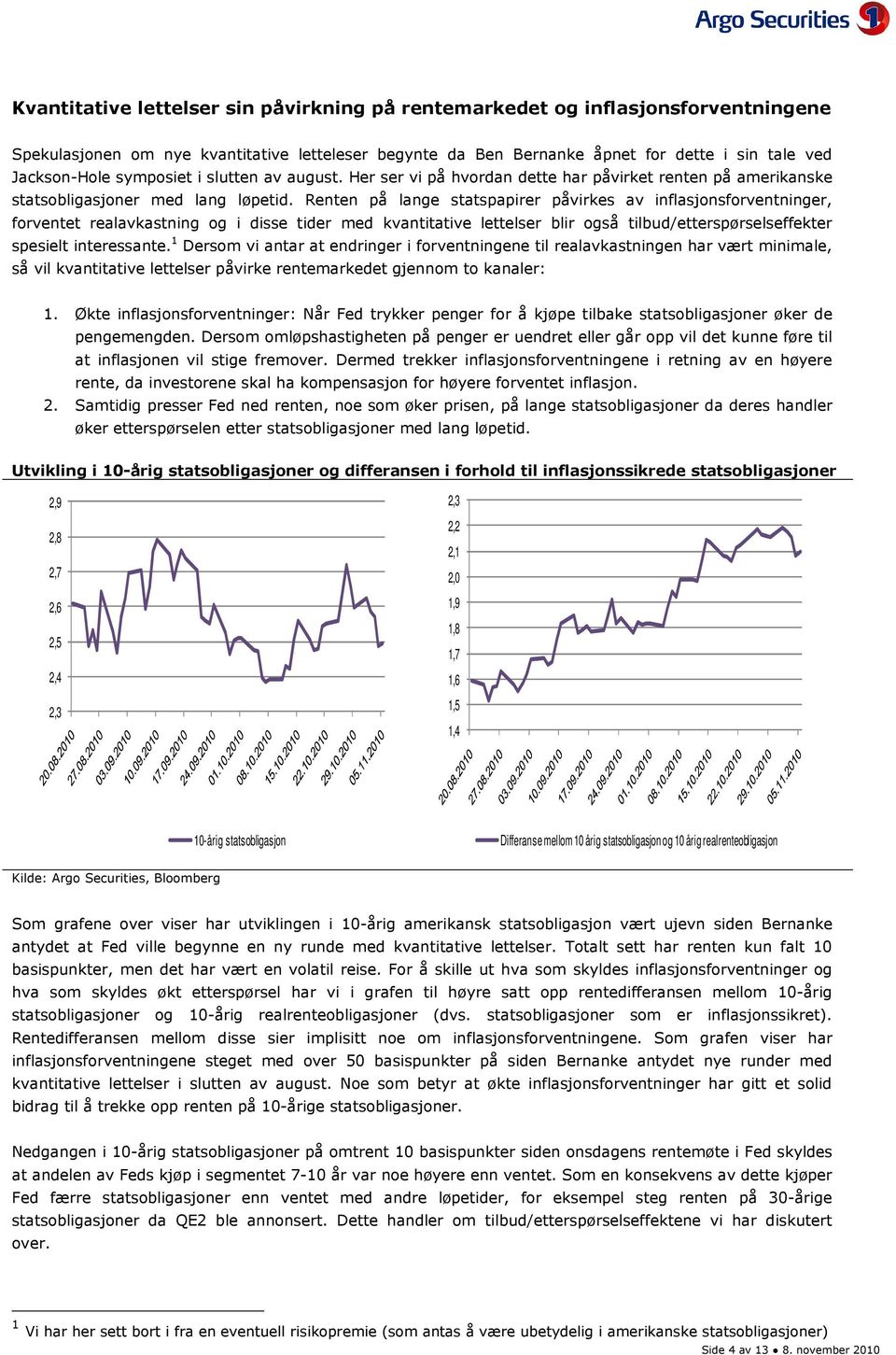 Renten på lange statspapirer påvirkes av inflasjonsforventninger, forventet realavkastning og i disse tider med kvantitative lettelser blir også tilbud/etterspørselseffekter spesielt interessante.