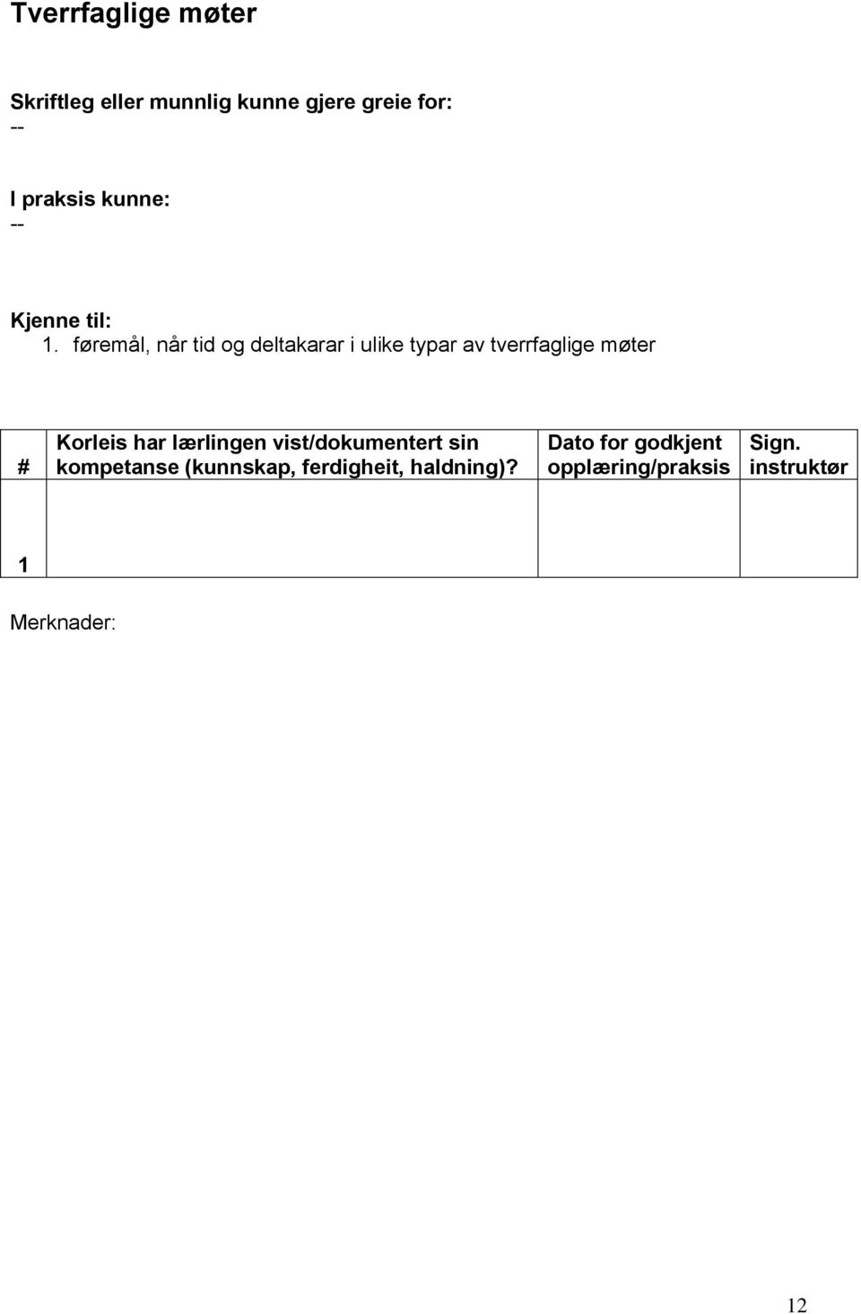 ulike typar av tverrfaglige møter