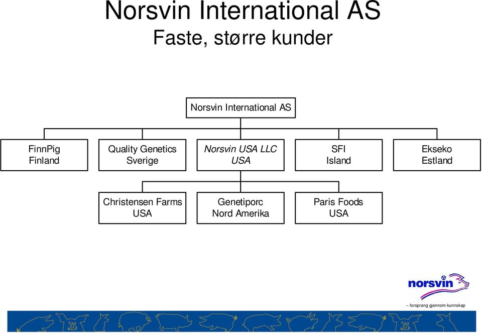 Sverige Norsvin USA LLC USA SFI Island Ekseko Estland