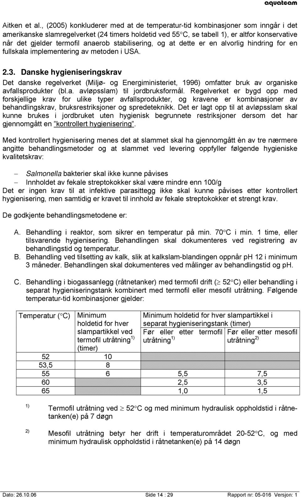 anaerob stabilisering, og at dette er en alvorlig hindring for en fullskala implementering av metoden i USA. 2.3.