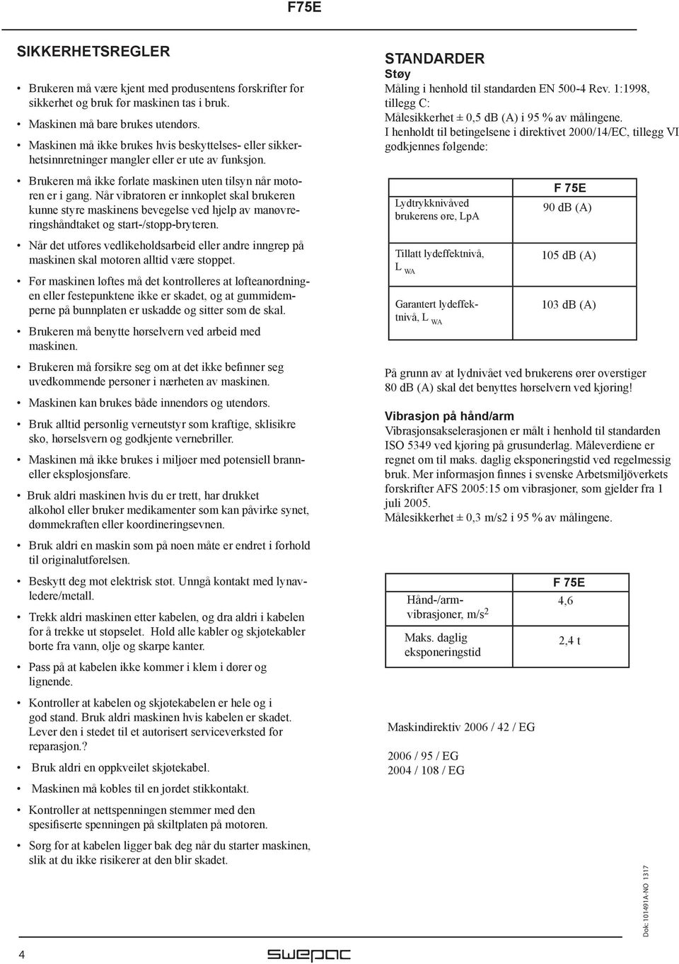 1:1998, tillegg C: Målesikkerhet ± 0,5 db (A) i 95 % av målingene.