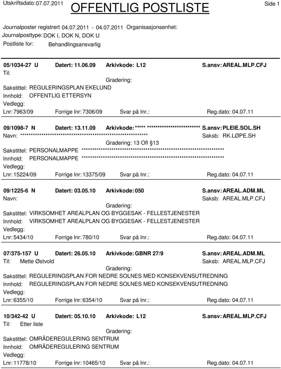 SH 13 Ofl 13 Sakstittel: PERSONALMAPPE ******************************************************************* Innhold: PERSONALMAPPE *******************************************************************