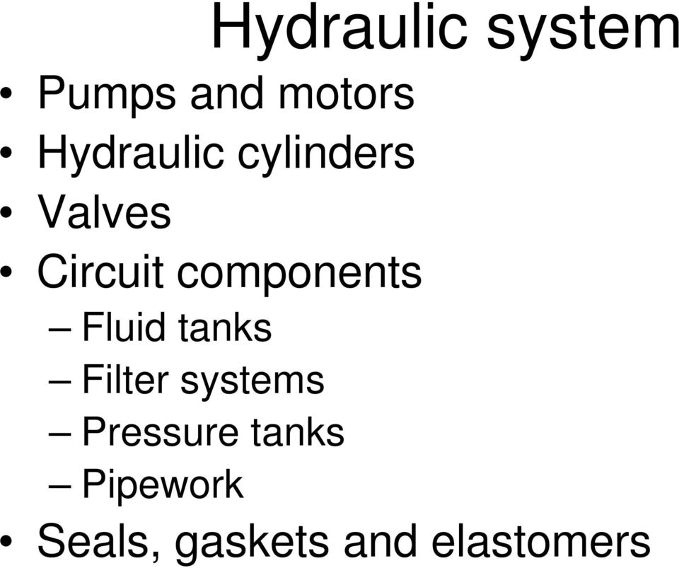 components Fluid tanks Filter systems