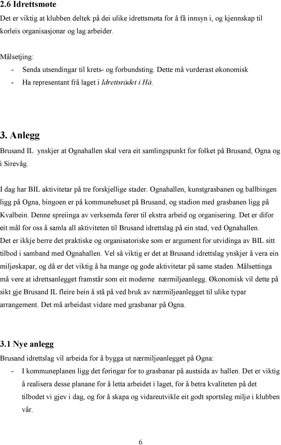 I dag har BIL aktivitetar på tre forskjellige stader. Ognahallen, kunstgrasbanen og ballbingen ligg på Ogna, bingoen er på kommunehuset på Brusand, og stadion med grasbanen ligg på Kvalbein.