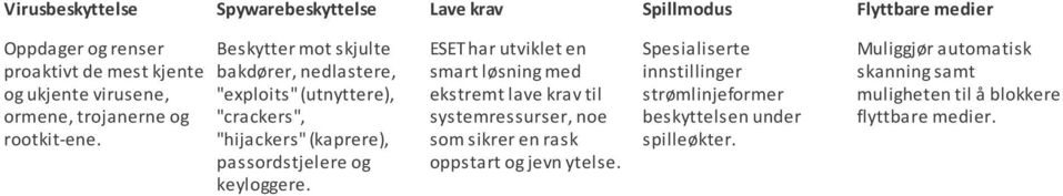 Beskytter mot skjulte bakdører, nedlastere, "exploits" (utnyttere), "crackers", "hijackers" (kaprere), passordstjelere og keyloggere.