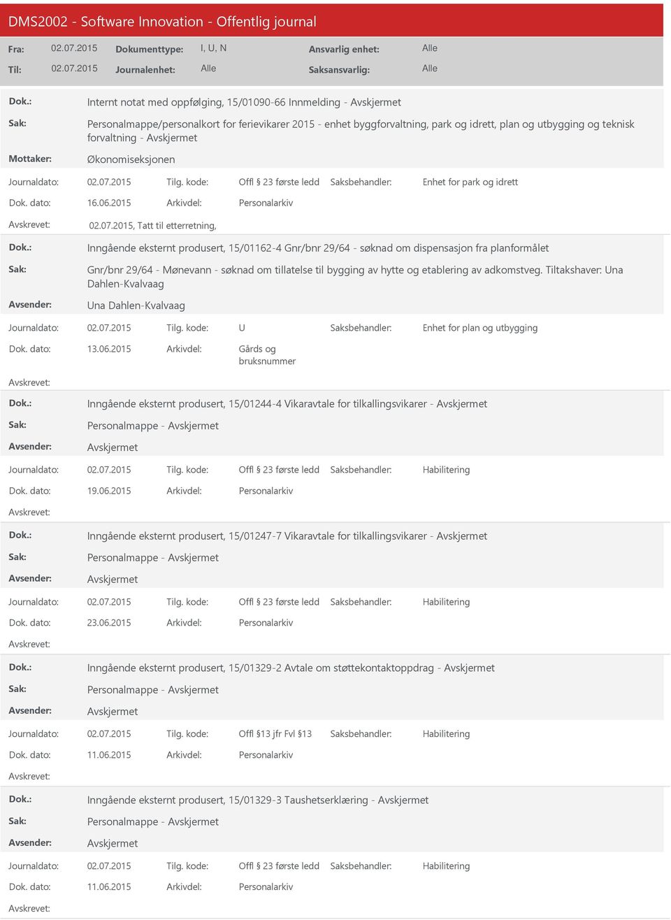 2015, Tatt til etterretning, Inngående eksternt produsert, 15/01162-4 Gnr/bnr 29/64 - søknad om dispensasjon fra planformålet Gnr/bnr 29/64 - Mønevann - søknad om tillatelse til bygging av hytte og