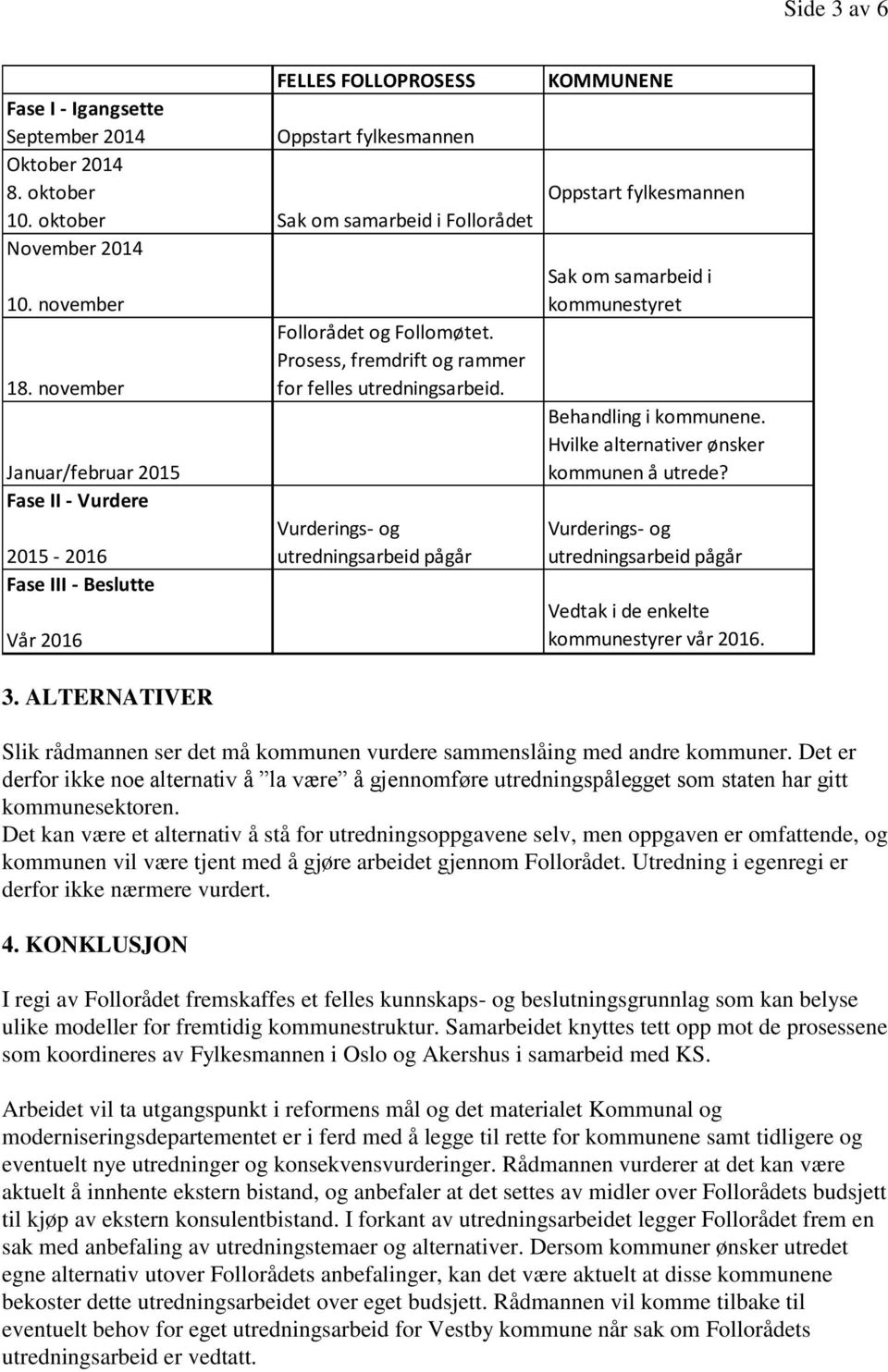 Behandling i kommunene. Hvilke alternativer ønsker Januar/februar 2015 kommunen å utrede?