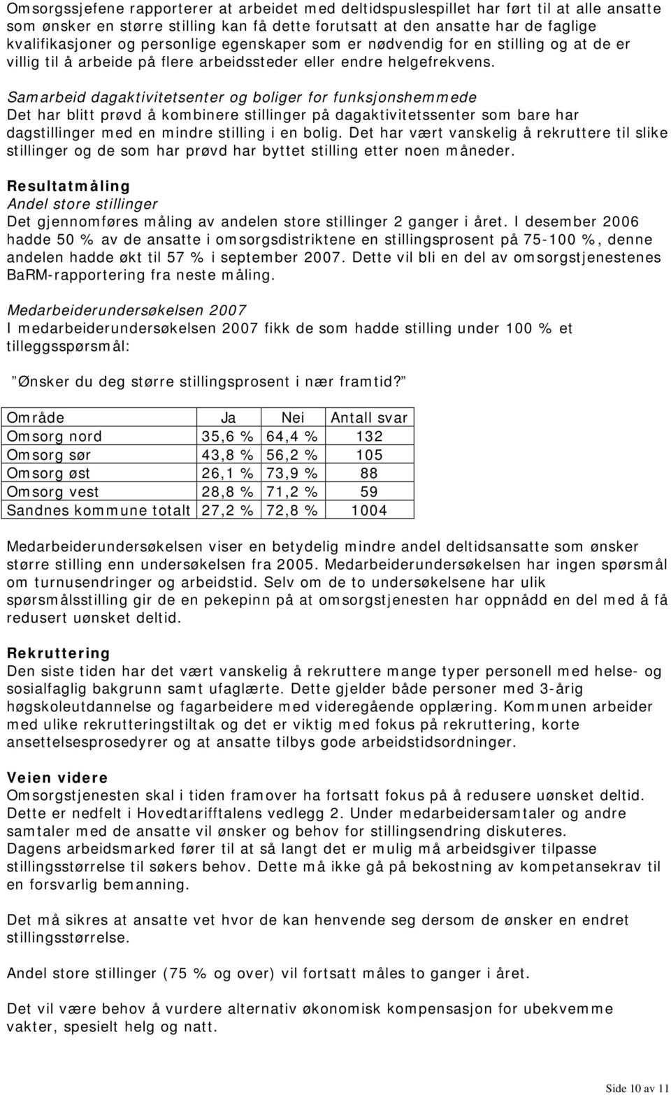 Samarbeid dagaktivitetsenter og boliger for funksjonshemmede Det har blitt prøvd å kombinere stillinger på dagaktivitetssenter som bare har dagstillinger med en mindre stilling i en bolig.