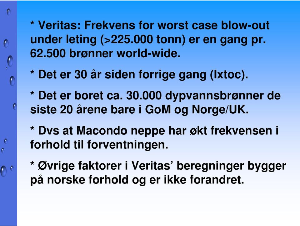 * Dvs at Macondo neppe har økt frekvensen i forhold til forventningen.