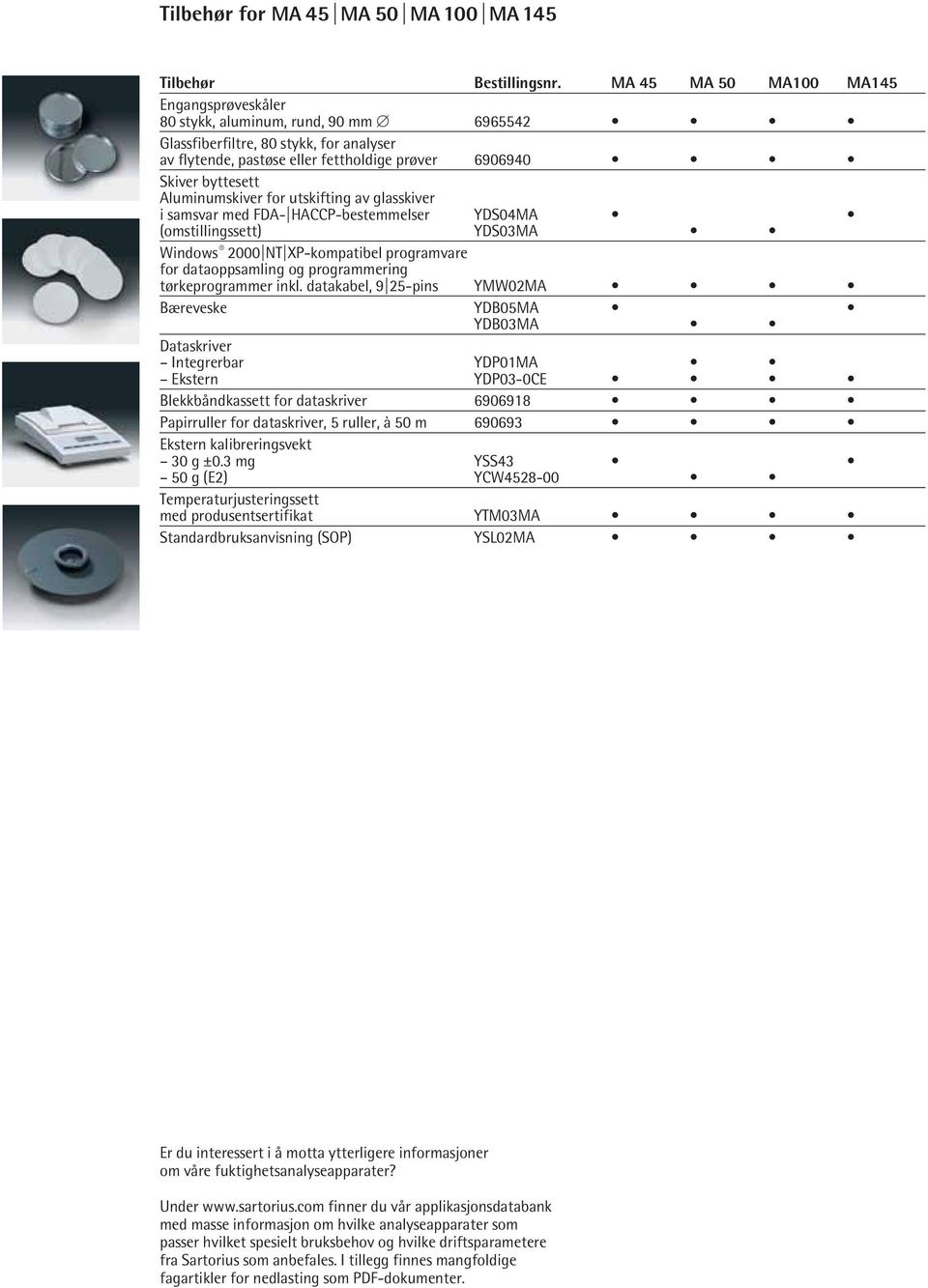 Aluminumskiver for utskifting av glasskiver i samsvar med FDA- HACCP-bestemmelser YDS04MA (omstillingssett) YDS03MA Windows 2000 NT XP-kompatibel programvare for dataoppsamling og programmering