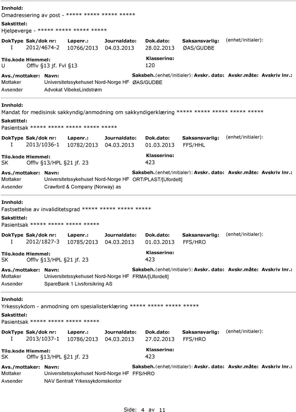 : Mottaker niversitetssykehuset Nord-Norge HF ØAS/GDBE Advokat VibekeLindstrøm Mandat for medisinsk sakkyndig/anmodning om sakkyndigerklæring ***** ***** ***** ***** ***** ***** 2013/1036-1