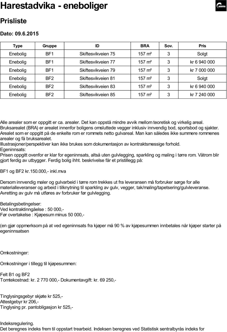 3 Solgt Enebolig BF2 Skiftesvikveien 83 157 m² 3 kr 6 940 000 Enebolig BF2 Skiftesvikveien 85 157 m² 3 kr 7 240 000 Alle arealer som er oppgitt er ca. arealer. Det kan oppstå mindre avvik mellom teoretisk og virkelig areal.