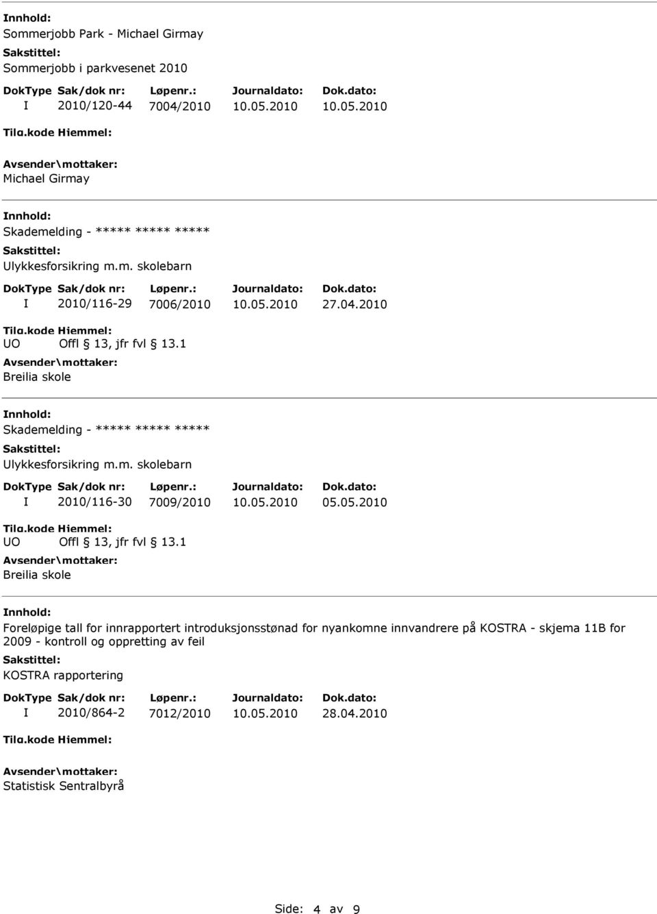 05.2010 nnhold: Foreløpige tall for innrapportert introduksjonsstønad for nyankomne innvandrere på KOSTRA - skjema 11B for 2009 - kontroll