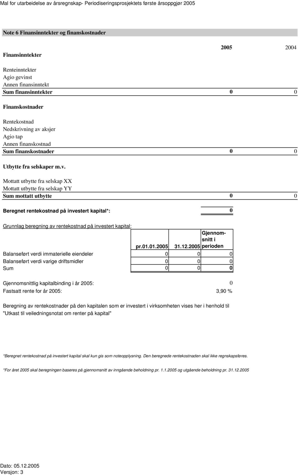 Mottatt utbytte fra selskap XX Mottatt utbytte fra selskap YY Sum mottatt utbytte 0 0 Beregnet rentekostnad på investert kapital*: 0 Grunnlag beregning av rentekostnad på investert kapital: