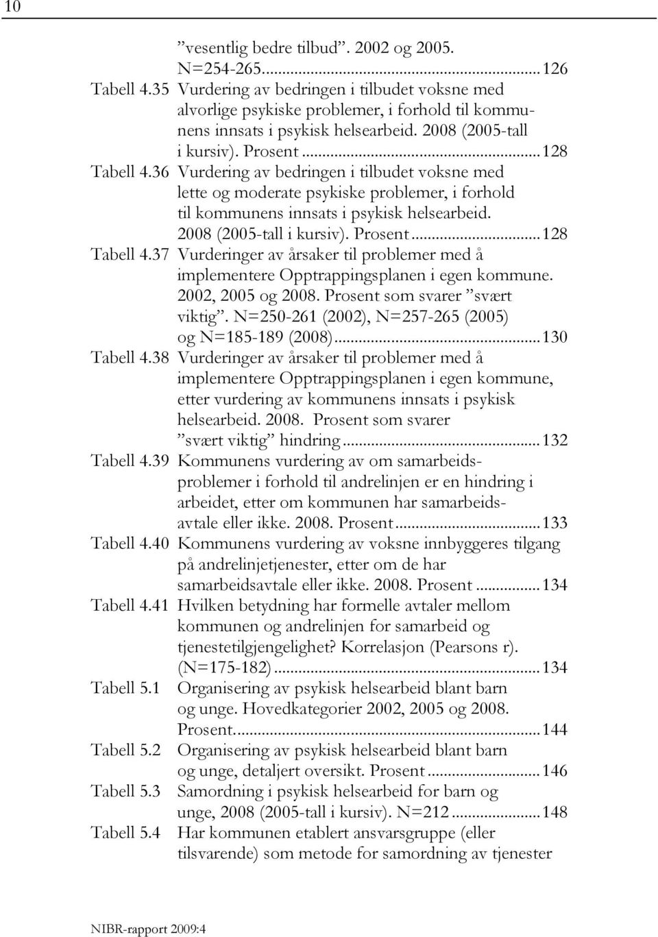 2008 (2005-tall i kursiv). Prosent...128 Tabell 4.37 Vurderinger av årsaker til problemer med å implementere Opptrappingsplanen i egen kommune. 2002, 2005 og 2008. Prosent som svarer svært viktig.