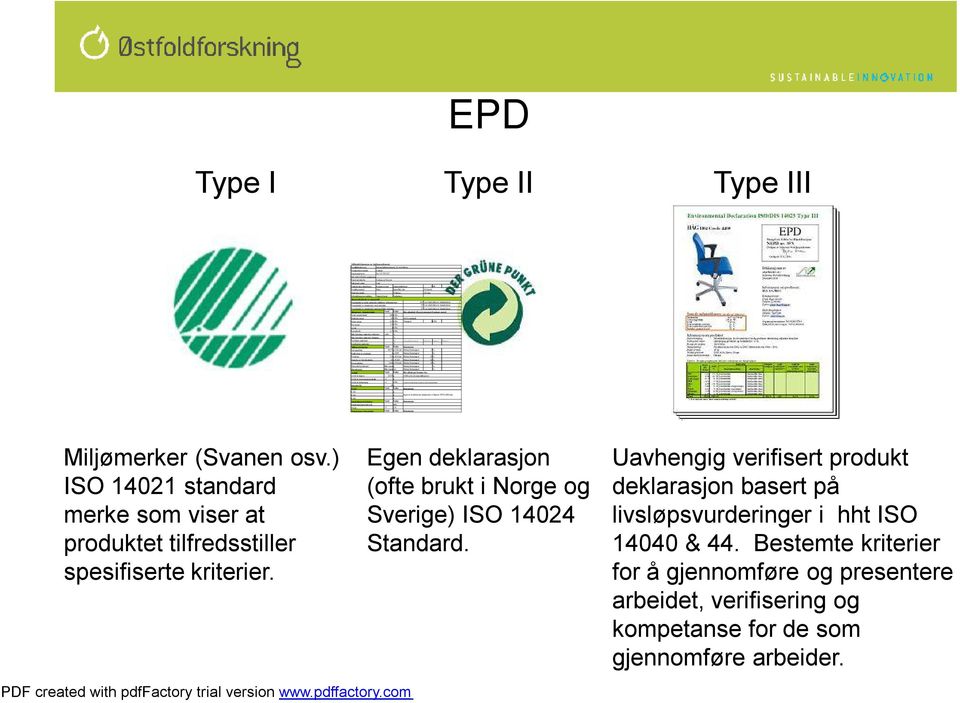 917 507 837 ISO 14001/EMAS registrering Basert på data fra: Contiga og Norcem Fuksjonell enhet 1 m2 Brukstid uten utskiftinger Byggets levetid Antall utskftinger 0stk Produksjonssted Moss Spesifikk