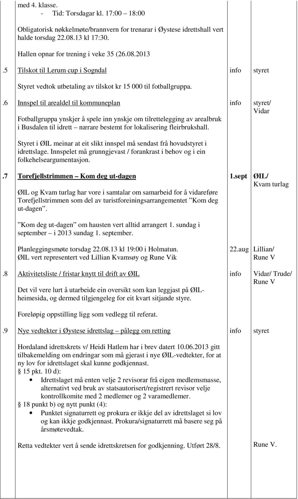 .6 Innspel til arealdel til kommuneplan Fotballgruppa ynskjer å spele inn ynskje om tilrettelegging av arealbruk i Busdalen til idrett nærare bestemt for lokalisering fleirbrukshall.