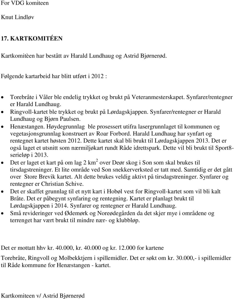 Ringvoll-kartet ble trykket og brukt på Lørdagskjappen. Synfarer/rentegner er Harald Lundhaug og Bjørn Paulsen. Henæstangen.