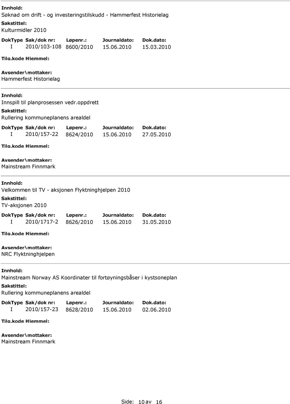 oppdrett Rullering kommuneplanens arealdel 2010/157-22 8624/2010 27.05.