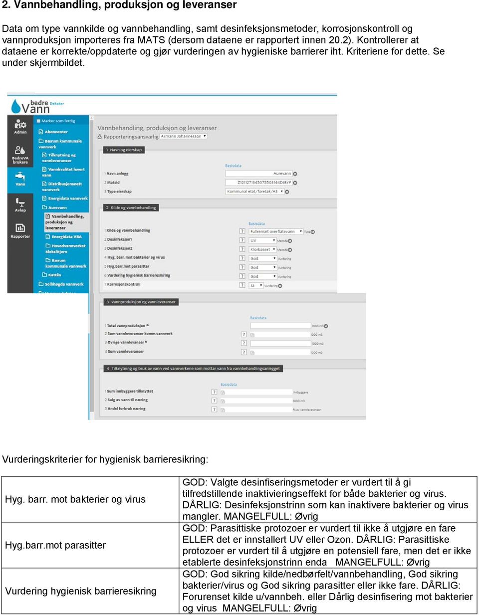 Vurderingskriterier for hygienisk barri