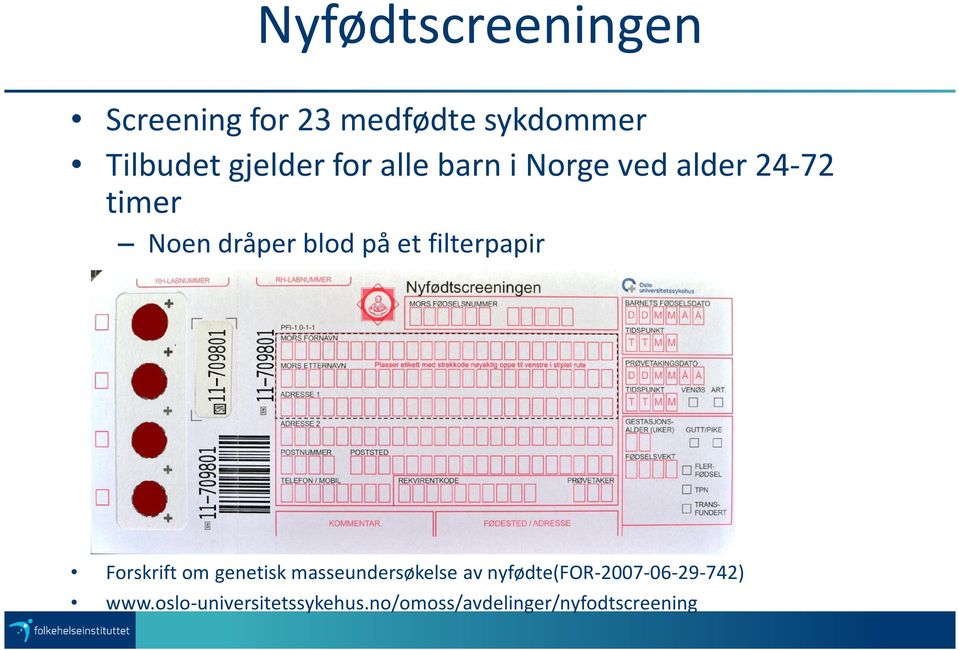 filterpapir Forskrift om genetisk masseundersøkelse av