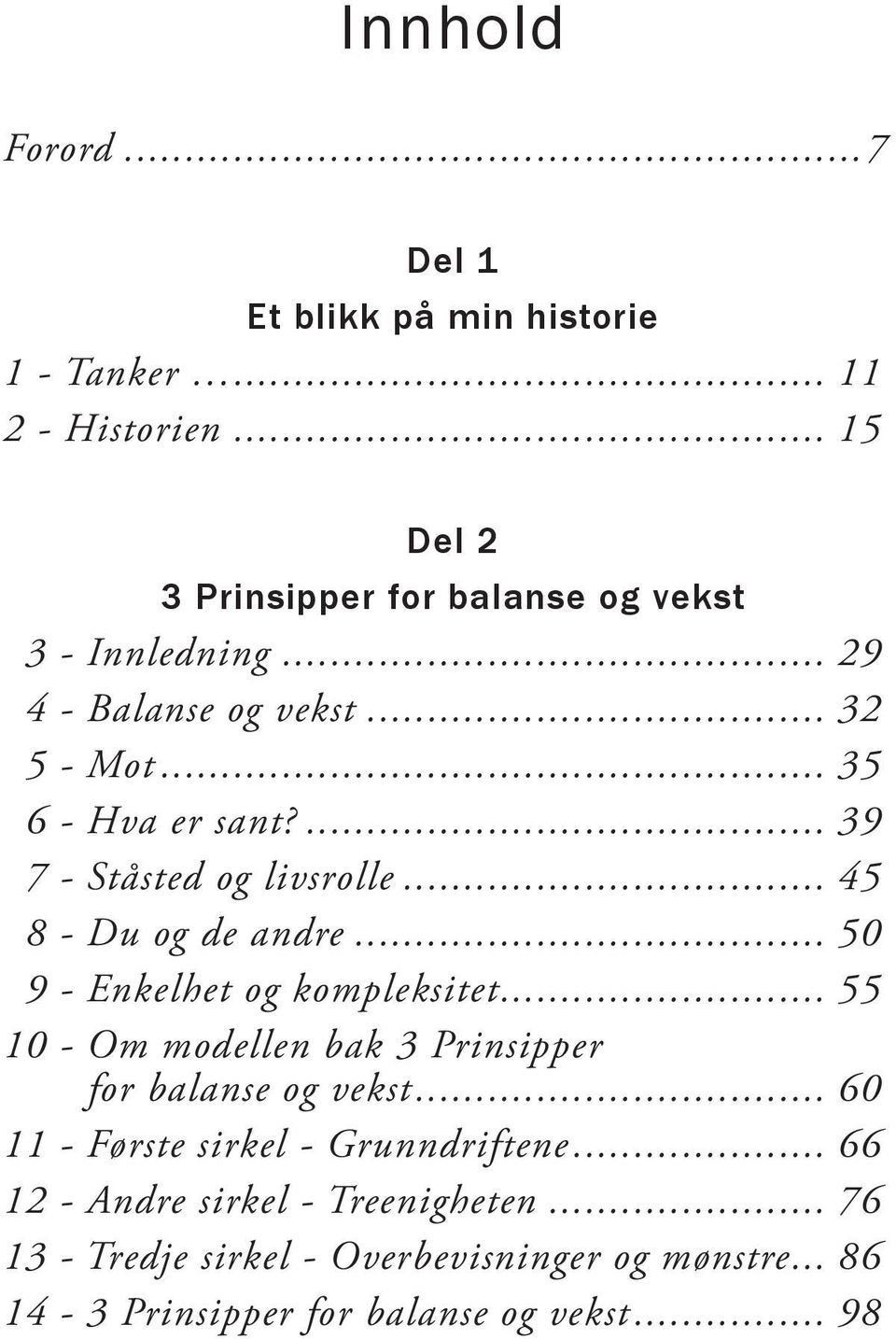 ... 39 7 - Ståsted og livsrolle... 45 8 - Du og de andre... 50 9 - Enkelhet og kompleksitet.