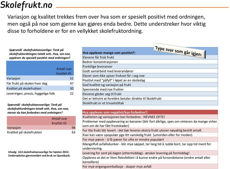 Hva, om noe, opplever du spesielt positivt med ordningen?