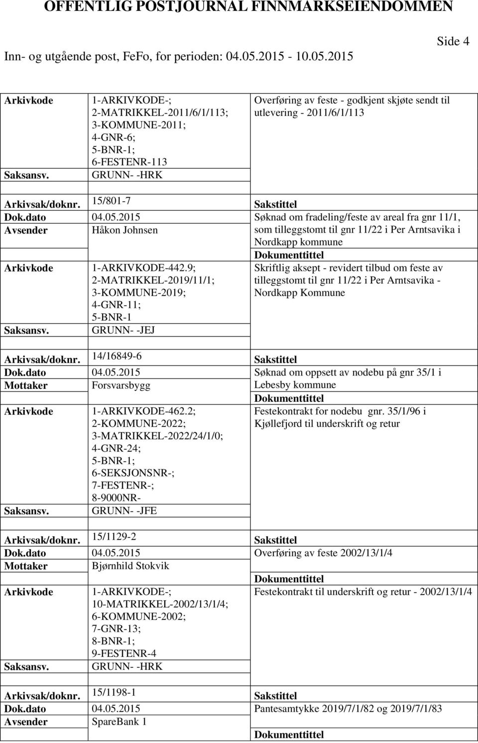 9; 2-MATRIKKEL-2019/11/1; 3-KOMMUNE-2019; Skriftlig aksept - revidert tilbud om feste av tilleggstomt til gnr 11/22 i Per Arntsavika - Nordkapp Kommune 4-GNR-11; 5-BNR-1 GRUNN- -JEJ Arkivsak/doknr.