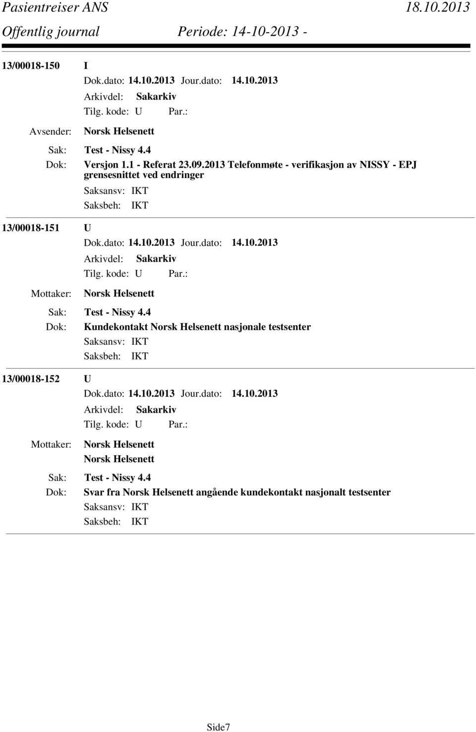 endringer 13/00018-151 U Test - Nissy 4.