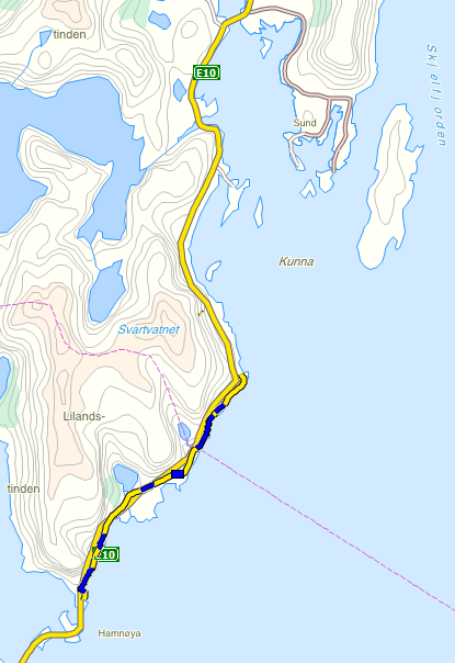 Videreutvikling av skredrisikomodell 11 3.1 E10 Lofoten, Fjøsdalen Hamnøy E10 i Lofoten er utsatt for snøskred og steinsprang i tillegg til en del nedfall av is.