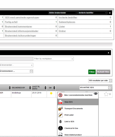 Velg «view SDS» Se og last